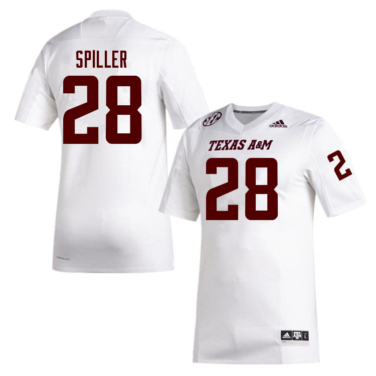 Men #28 Isaiah Spiller Texas A&M Aggies College Football Jerseys Sale-White